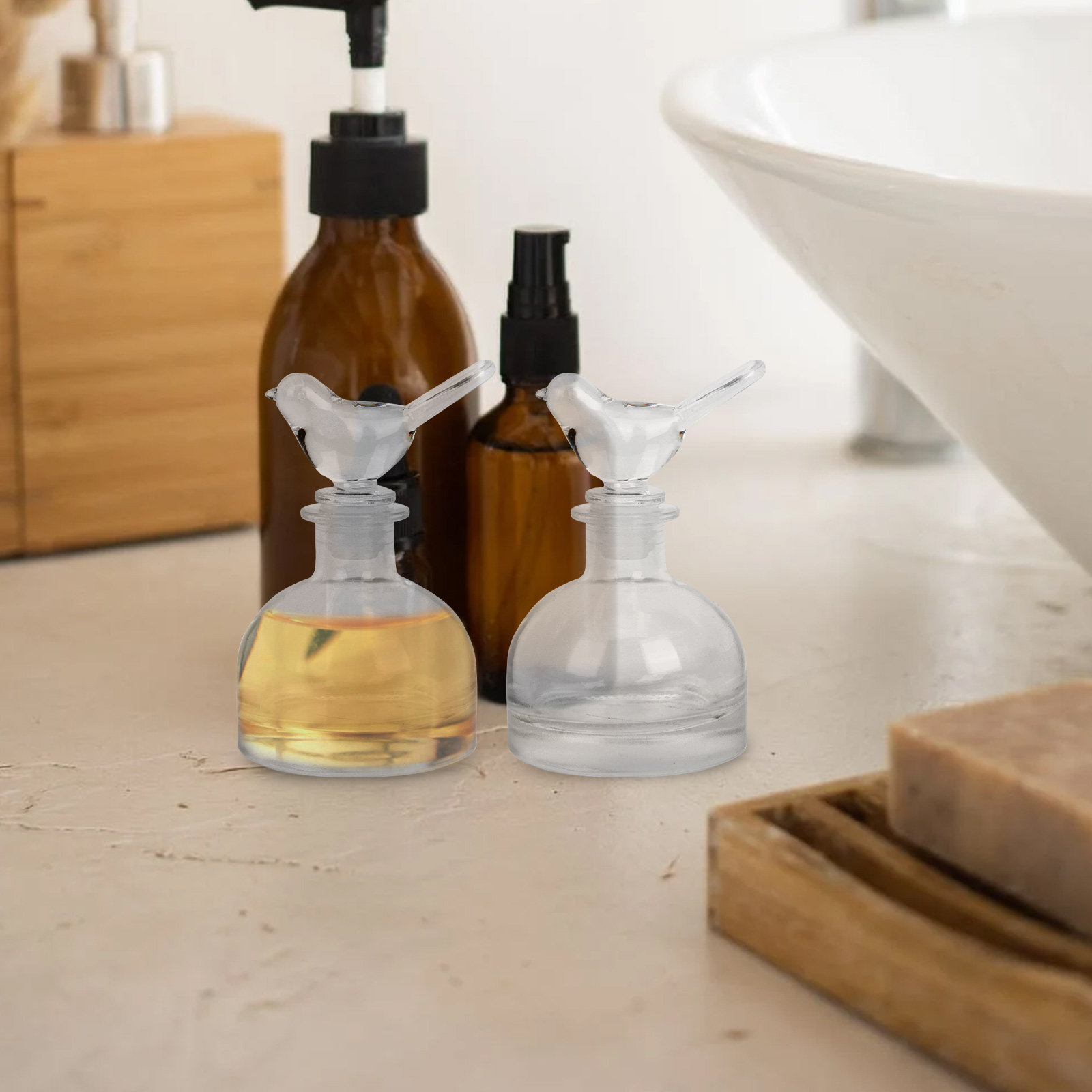 2 個のガラス香水瓶プレミアムクリア頑丈な家庭用車装飾フレグ - Home Fragrance Us のレビューと価格