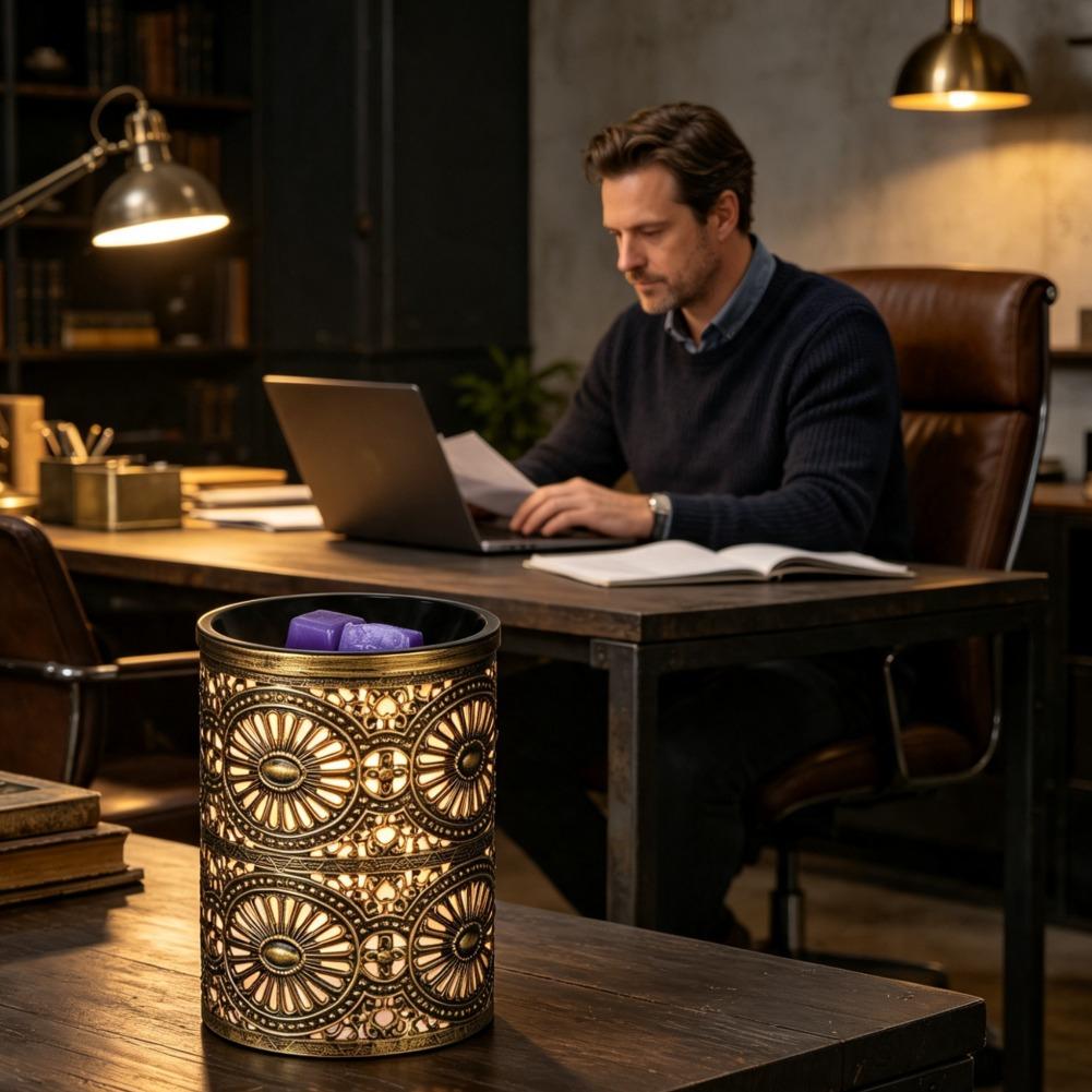 新しい香りのナイトライト、金色の幾何学模様の鉄製キャンドルス - Home Fragrance Us のレビューと価格